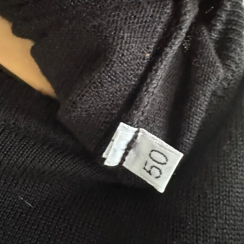 ferrante Black Crewneck Merino Wool Sweater Made in Italy Size 50 Medium